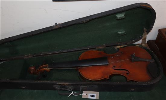 A cased double back violin, John Lamb 1917